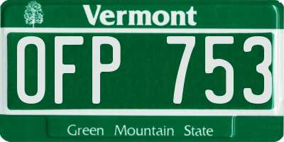 VT license plate OFP753