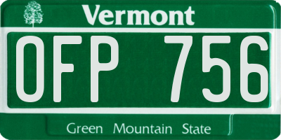 VT license plate OFP756