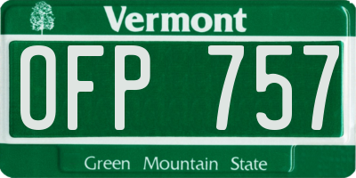 VT license plate OFP757