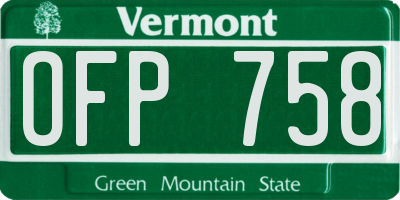 VT license plate OFP758