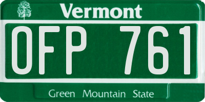 VT license plate OFP761