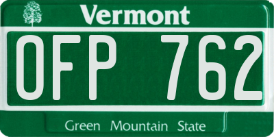 VT license plate OFP762