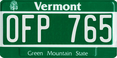 VT license plate OFP765