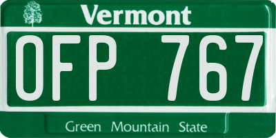 VT license plate OFP767