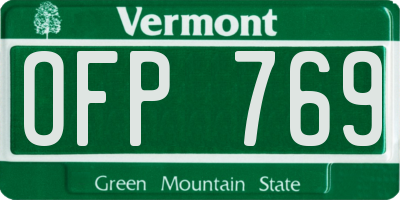 VT license plate OFP769