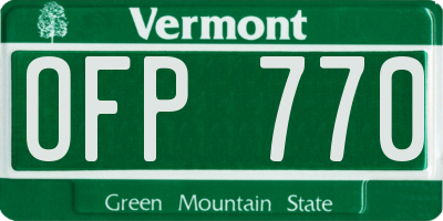 VT license plate OFP770