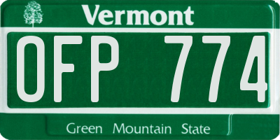 VT license plate OFP774