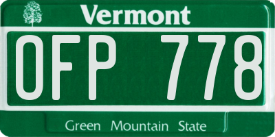 VT license plate OFP778