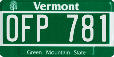 VT license plate OFP781