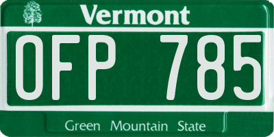 VT license plate OFP785