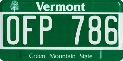 VT license plate OFP786