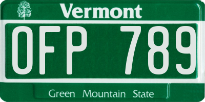 VT license plate OFP789