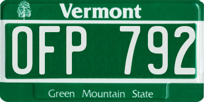 VT license plate OFP792