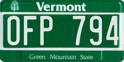 VT license plate OFP794