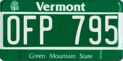 VT license plate OFP795