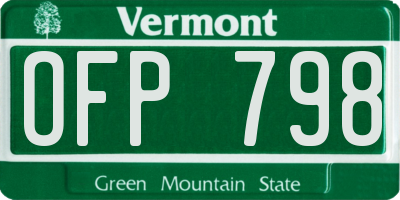 VT license plate OFP798