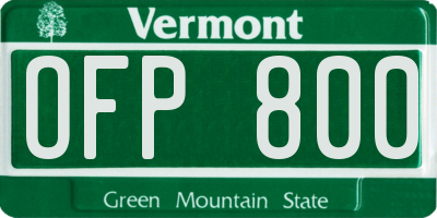 VT license plate OFP800