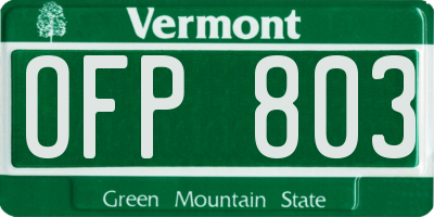 VT license plate OFP803