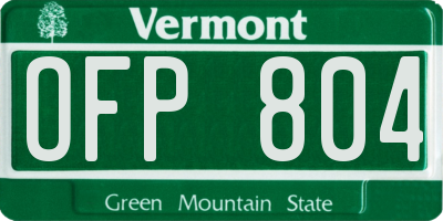 VT license plate OFP804