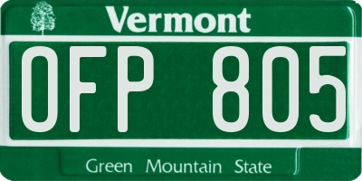VT license plate OFP805