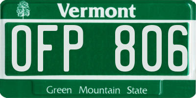 VT license plate OFP806