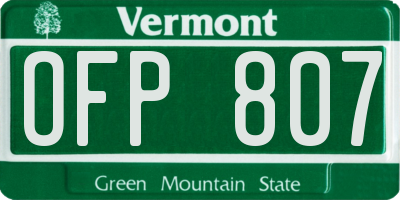 VT license plate OFP807