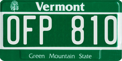 VT license plate OFP810