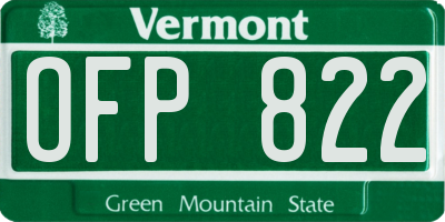 VT license plate OFP822