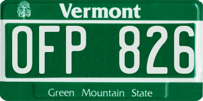 VT license plate OFP826