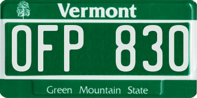 VT license plate OFP830