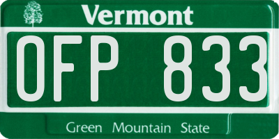 VT license plate OFP833