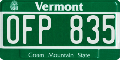 VT license plate OFP835