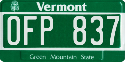 VT license plate OFP837