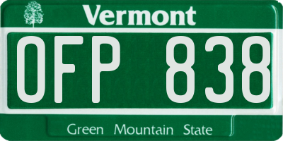 VT license plate OFP838