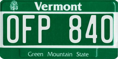 VT license plate OFP840