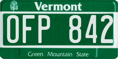 VT license plate OFP842
