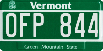 VT license plate OFP844