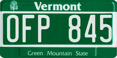VT license plate OFP845