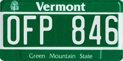 VT license plate OFP846