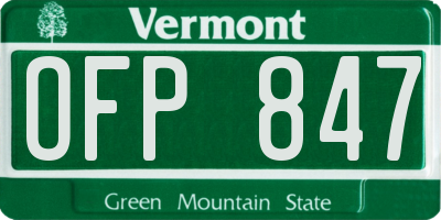 VT license plate OFP847