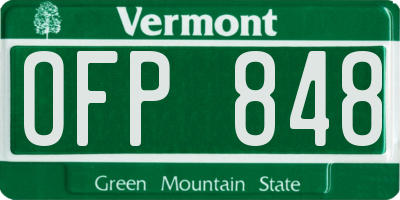VT license plate OFP848