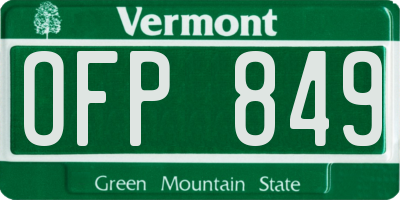 VT license plate OFP849