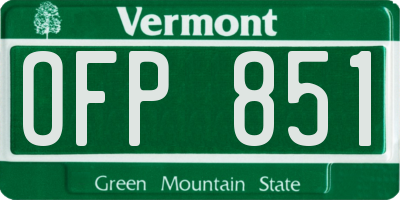 VT license plate OFP851