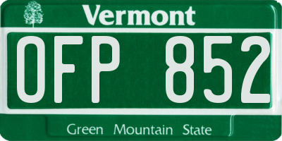 VT license plate OFP852
