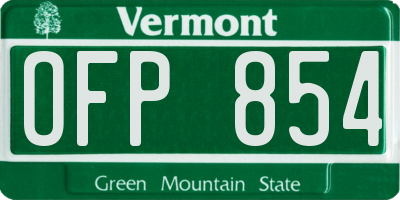 VT license plate OFP854