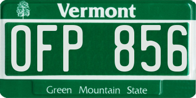 VT license plate OFP856
