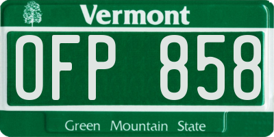 VT license plate OFP858