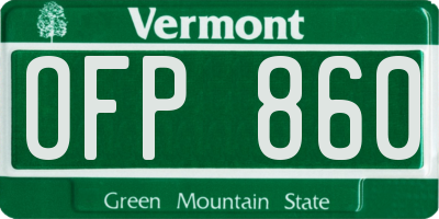 VT license plate OFP860