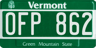 VT license plate OFP862