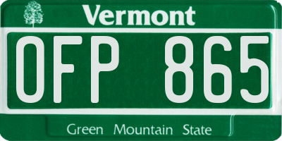 VT license plate OFP865